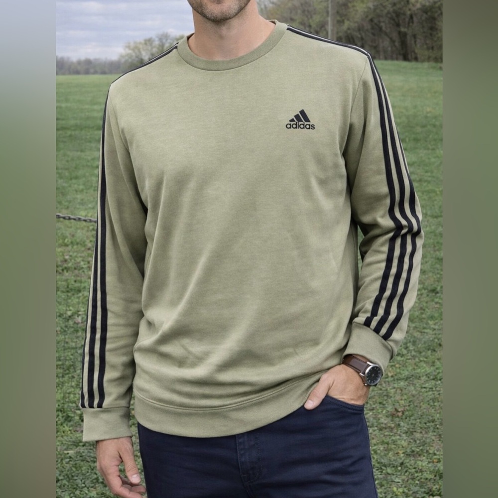 -Adidas "Prime Green" Crew Neck Sweatshirt Men's Size Large EUC